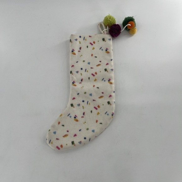 Opalhouse Target Christmas Stocking Monogram Initial Letter T Confetti Poms 20" - Picture 4 of 8